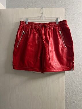 Fashion Nova Red Men's Faux Leather Drawstring Shorts